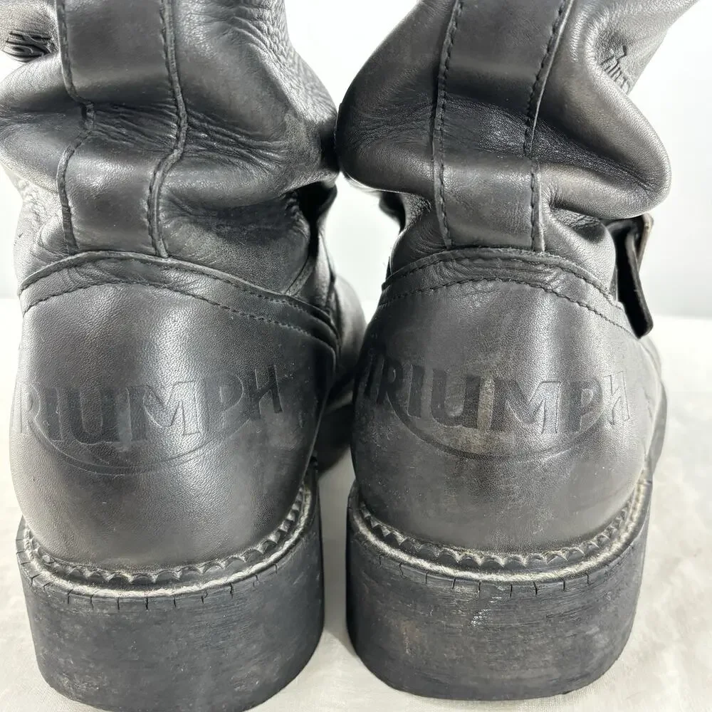 Vtg Triumph Motorcycle Engineer Boots Black Leather Mens 5.5 EU 37 Slovakia